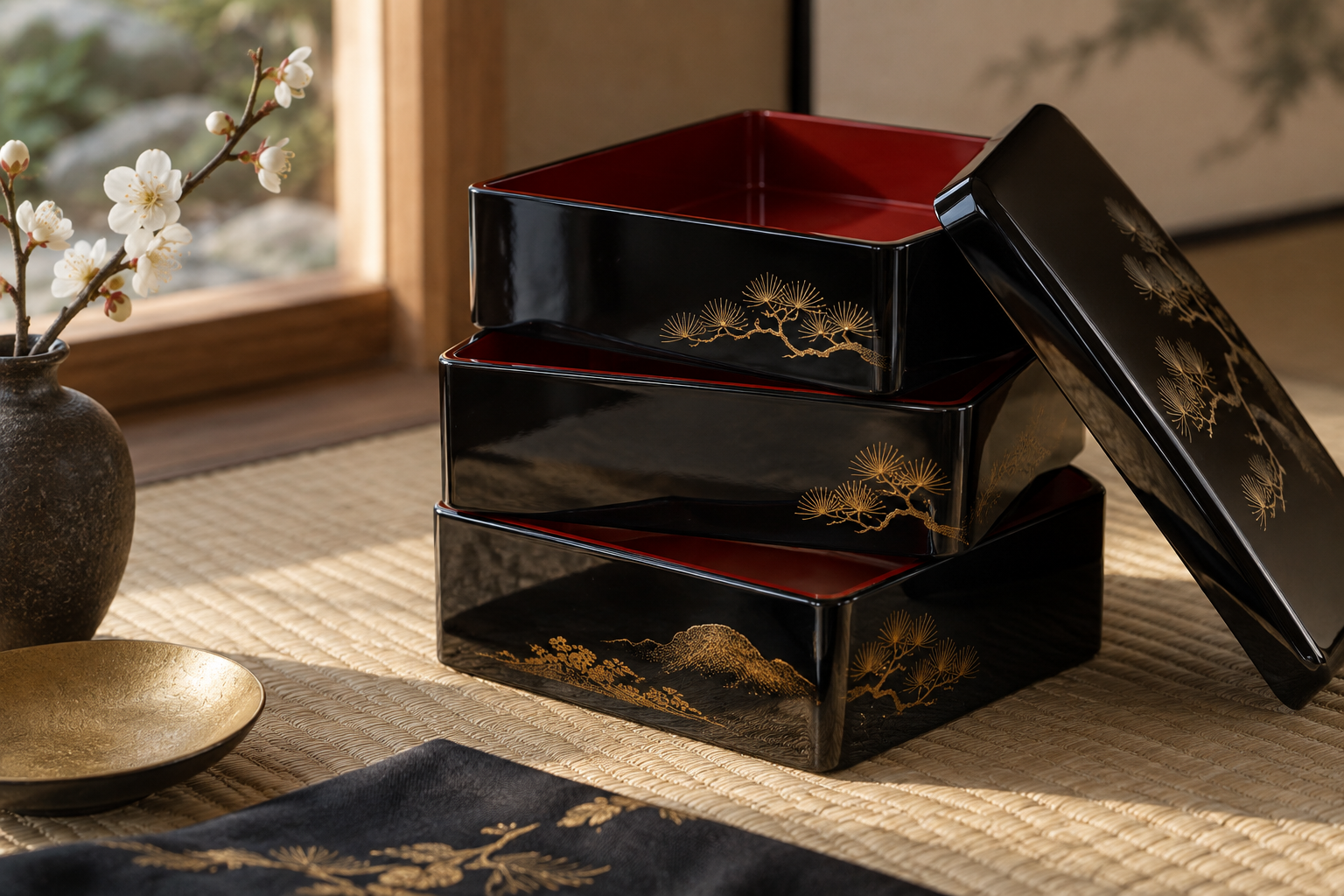 祝いの席を彩る三段の重箱