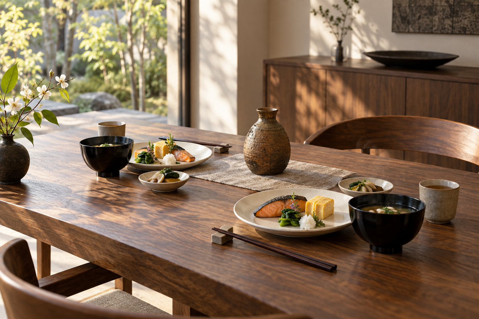 漆椀を取り入れた二人の朝の食卓