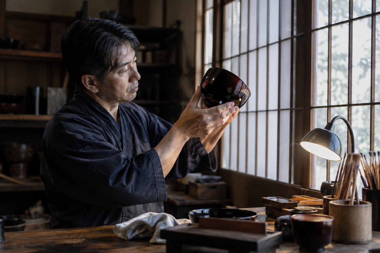 自然光と灯り、二つの光で塗りを検める