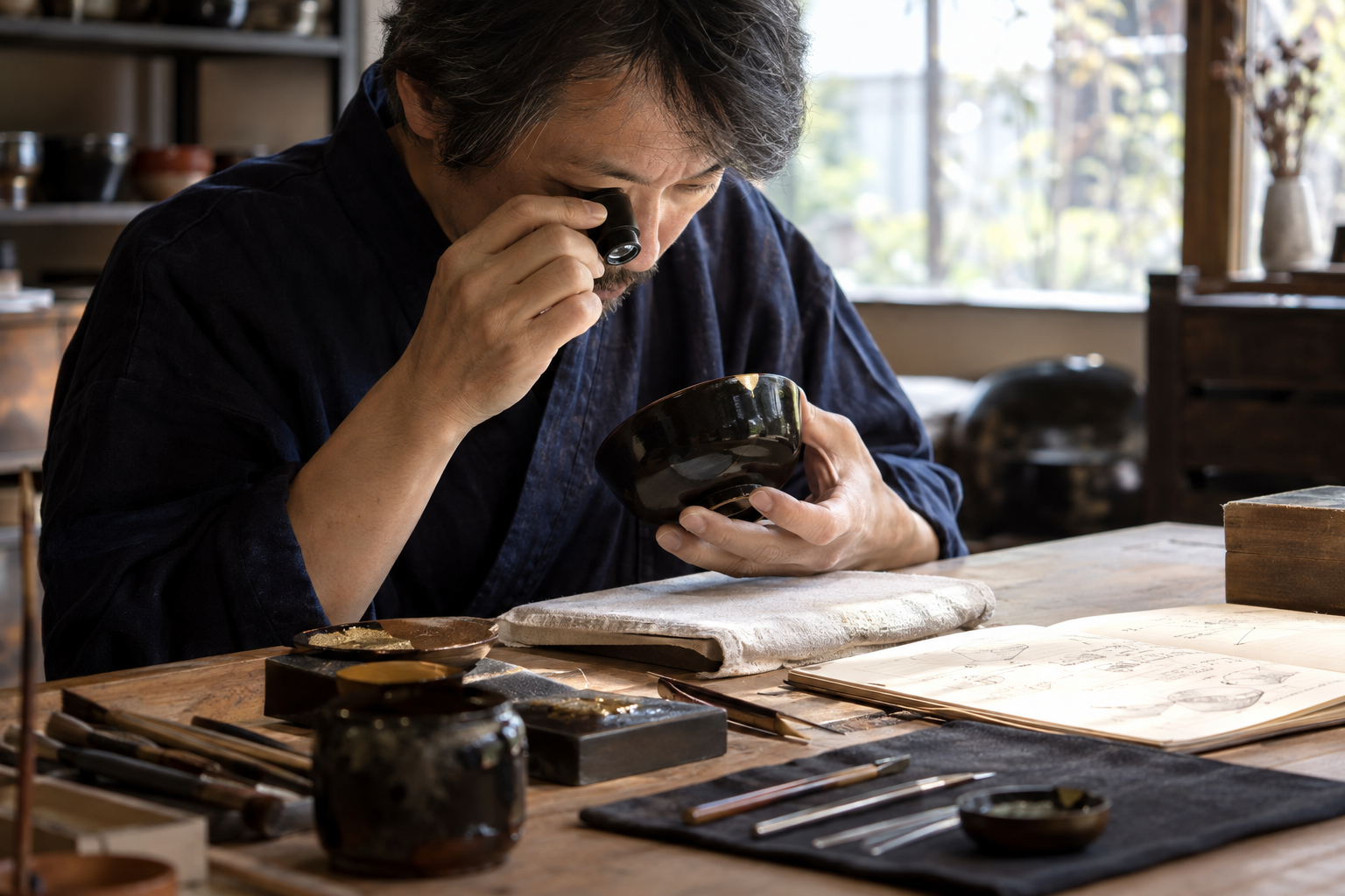 傷みを確かめ、器に合う修理を考える