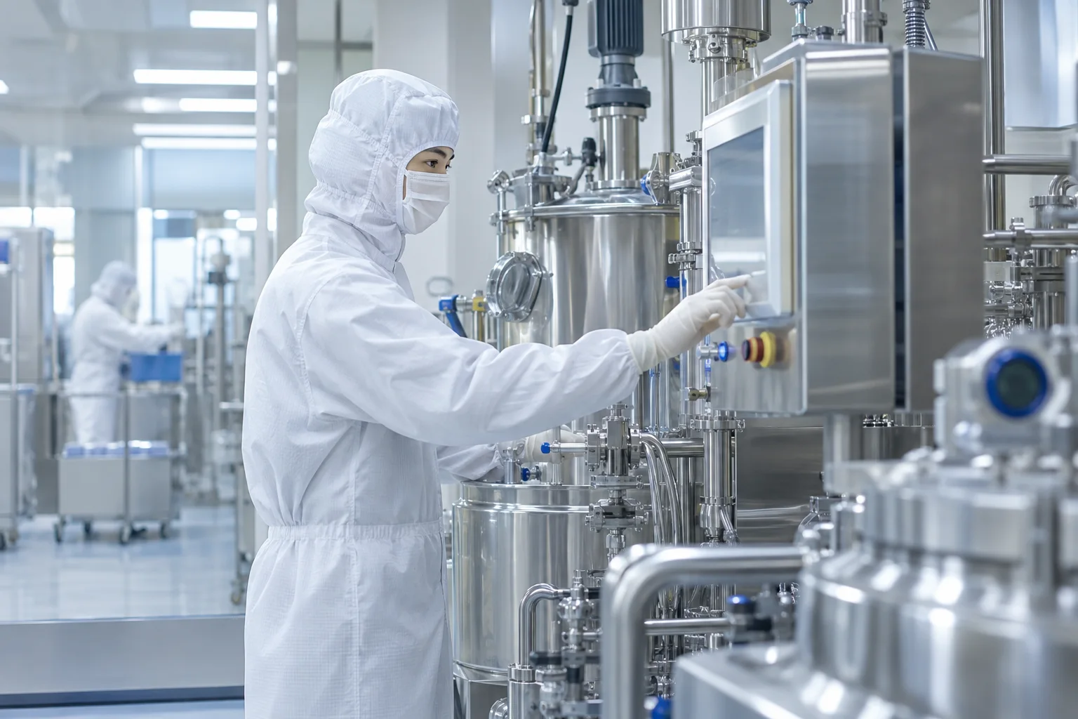 受託製造の設備を操作する技術者
