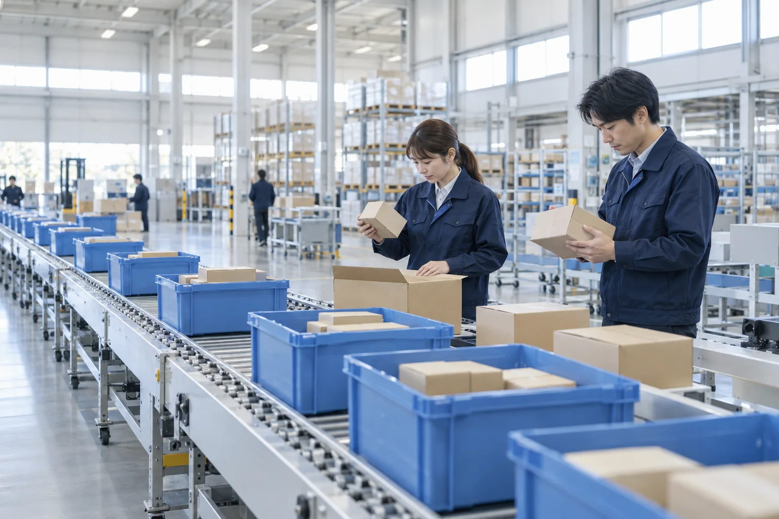 物流センターで返品を仕分ける担当者
