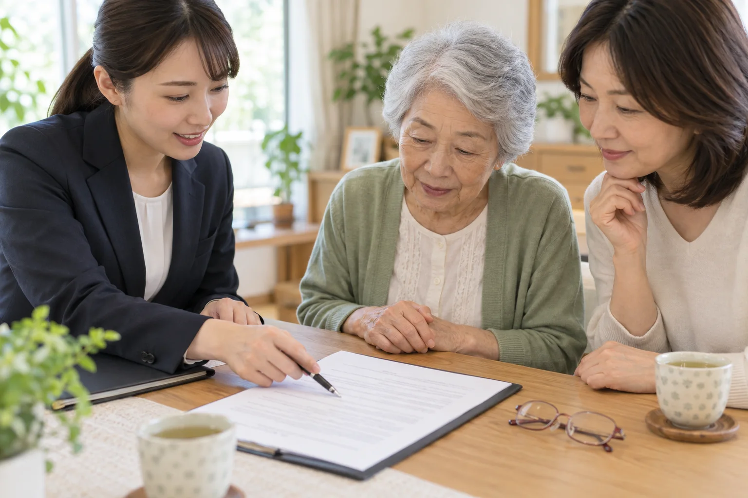 契約書を一緒に読み合わせる様子
