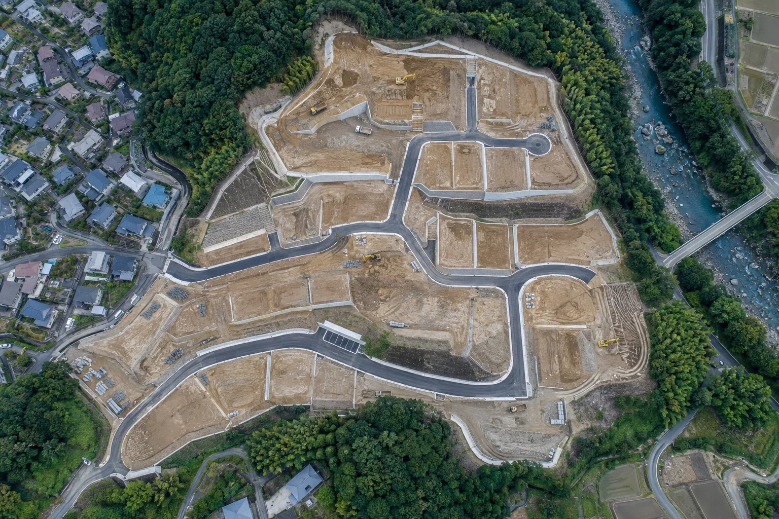 造成工事の現場を真上から見た空撮
