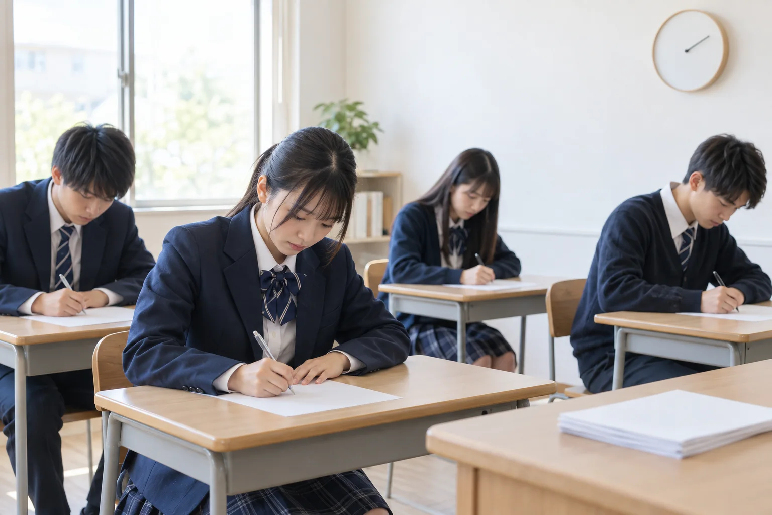 時間を計って演習問題に取り組む高校生たち