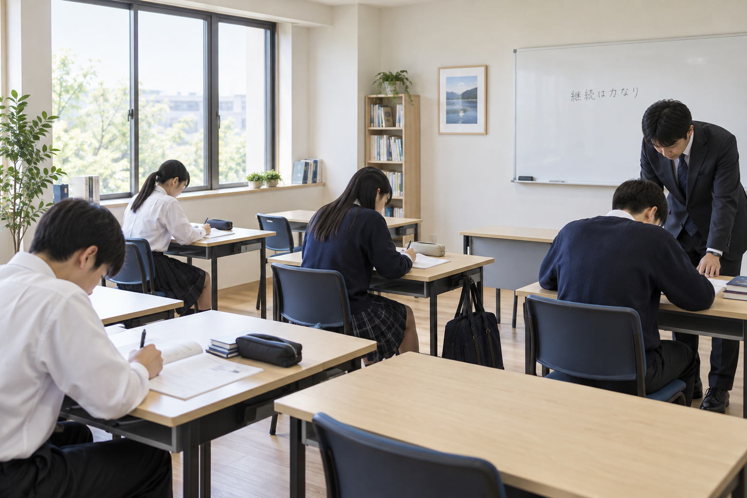 演習ルームでそれぞれの課題に取り組む生徒たち