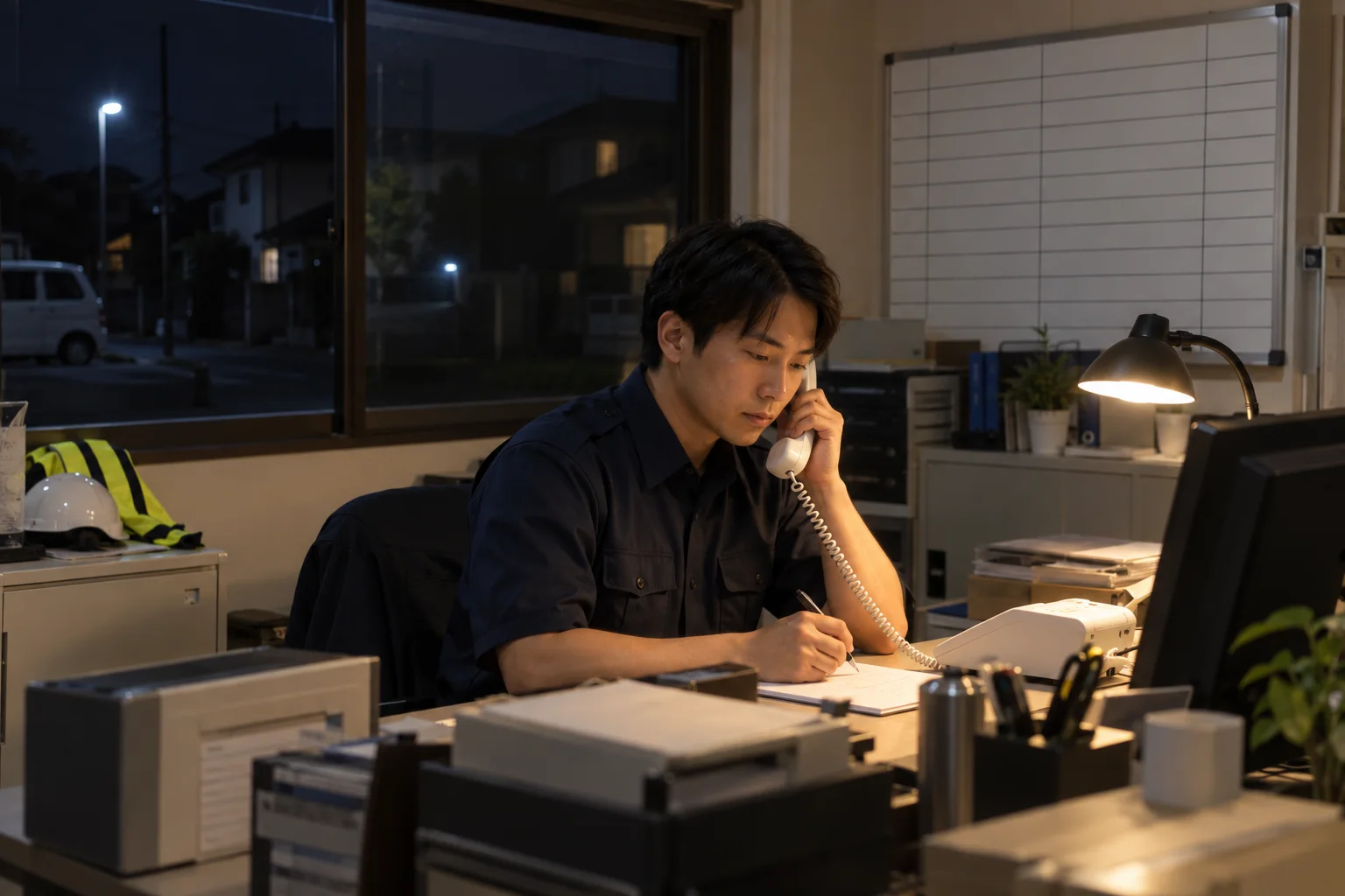夜間に電話で連絡を受ける担当者