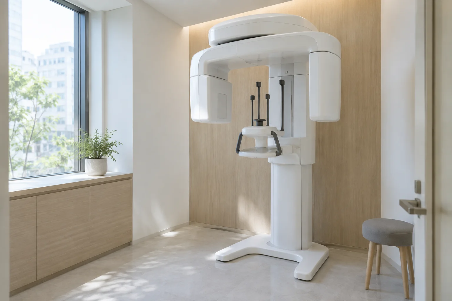 明るい部屋に置かれた歯科用CT